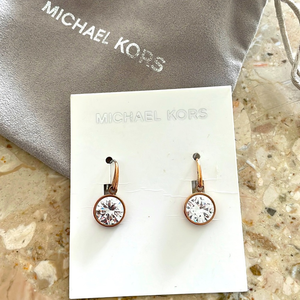 Michael Kors rose gold dangle earrings NWT